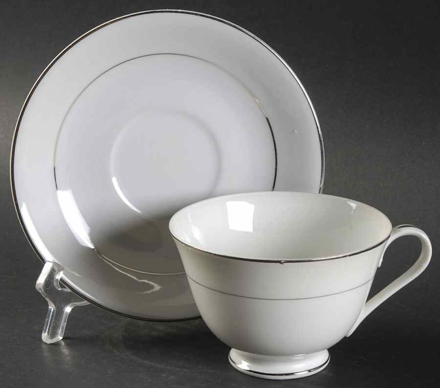 Helene White Footed Cup & Saucer Set by Lovely-1