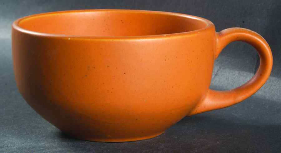 California Cerama Stone Pumpkin Flat Cup by Laurel (USA)-1