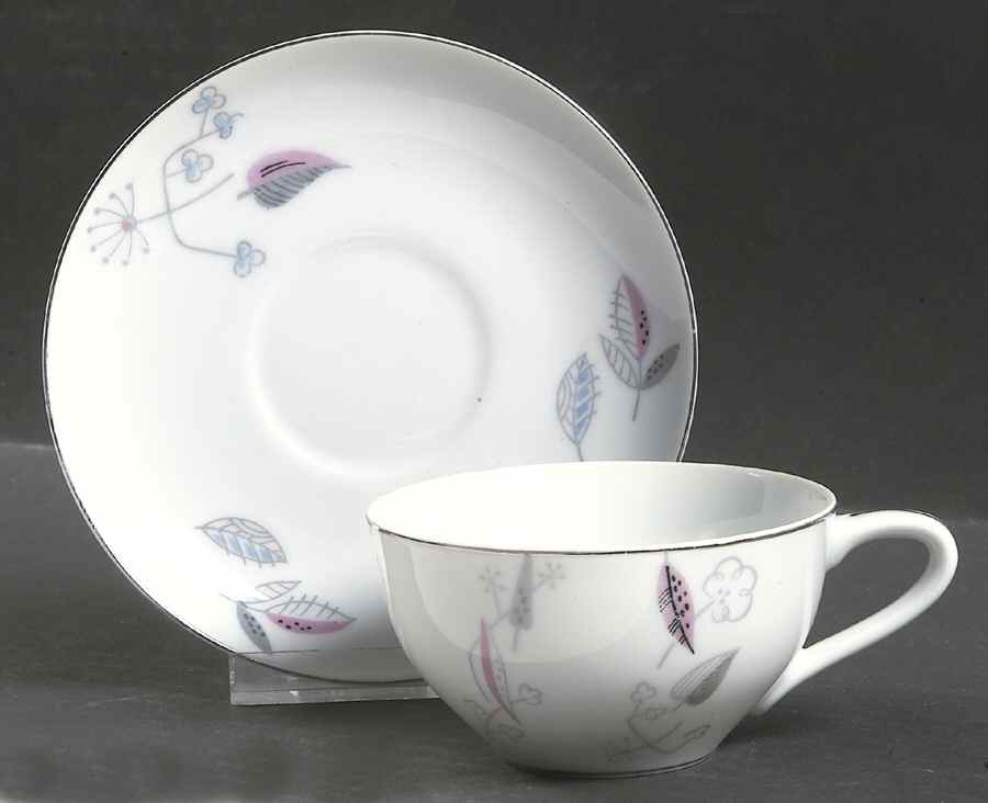 Gaiety (Japan) Flat Cup & Saucer Set by Laurel (Japan)-1