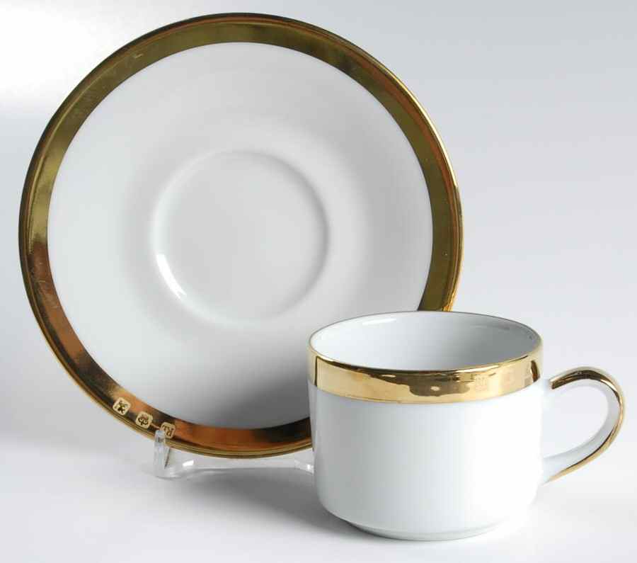 Academy Gold Flat Demitasse Cup & Saucer Set by Ralph Lauren China-1