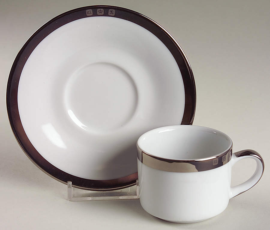 Academy Platinum Flat Demitasse Cup & Saucer Set by Ralph Lauren China-1
