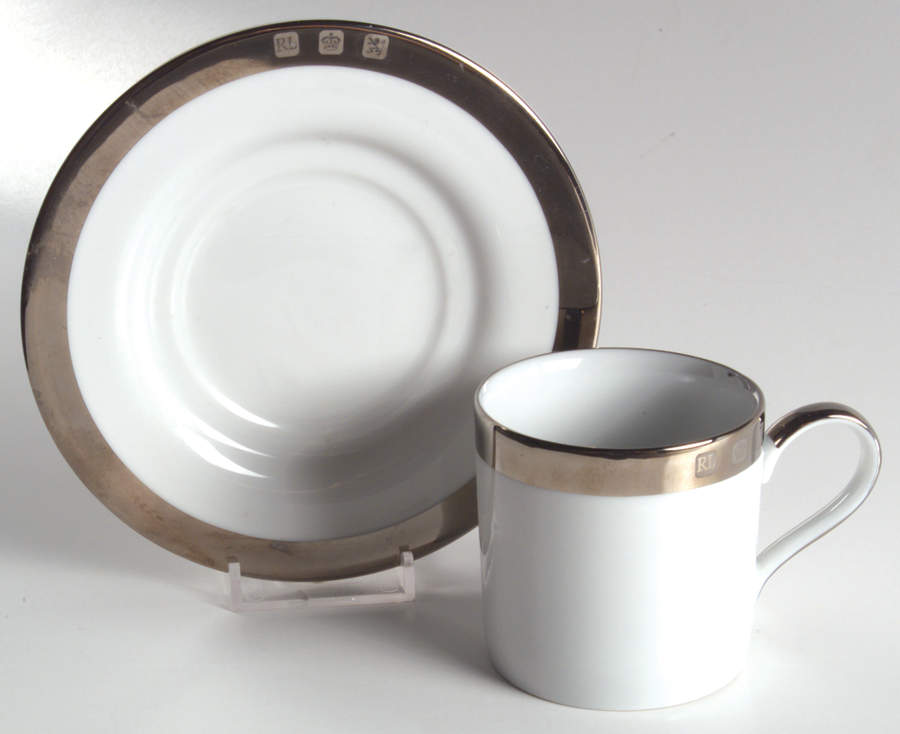 Academy Platinum Flat Cup & Saucer Set by Ralph Lauren China-1