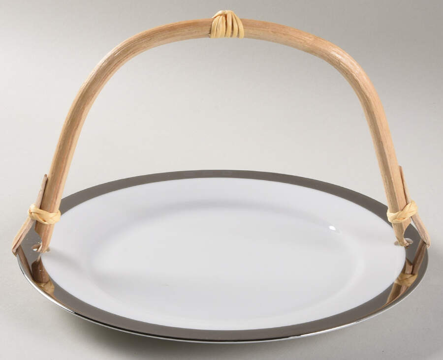 Academy Platinum 5 3/8"-5 5/8" Bamboo Handled Serving Plate  HC by Ralph Lauren China-1