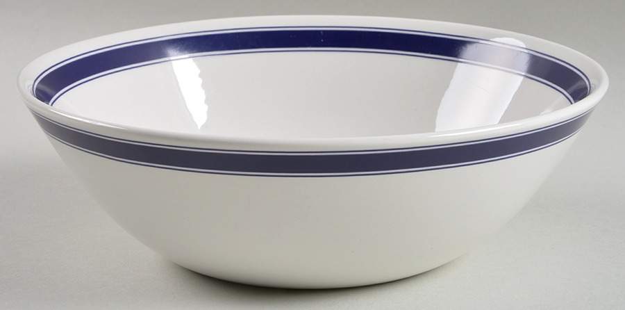 Cafe Stripe  Blue (Wedgwood) 8" Round Vegetable Bowl by Ralph Lauren China-1