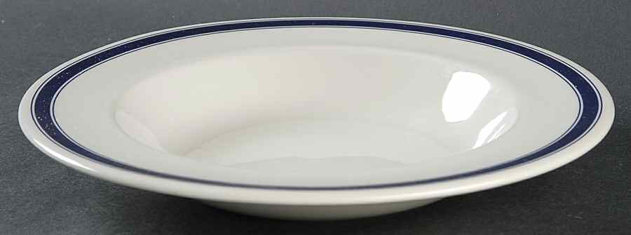 Cafe Stripe  Blue (Wedgwood) Rim Soup Bowl by Ralph Lauren China-1