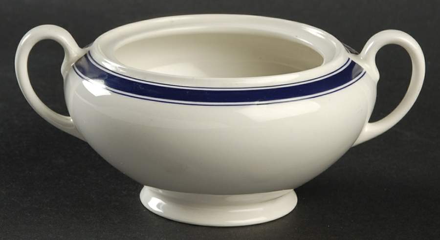 Cafe Stripe  Blue (Wedgwood) Sugar Bowl No Lid by Ralph Lauren China-1