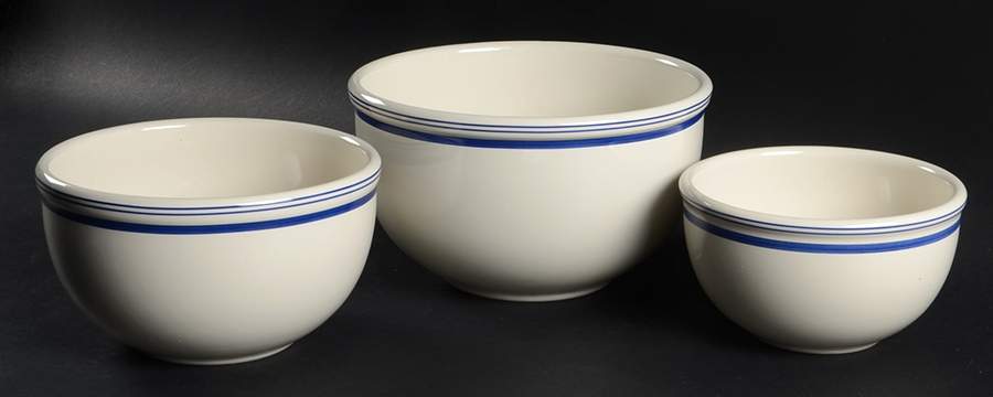 Cafe Stripe  Blue (Wedgwood) (3 Piece) Mixing Bowl Set by Ralph Lauren China-1