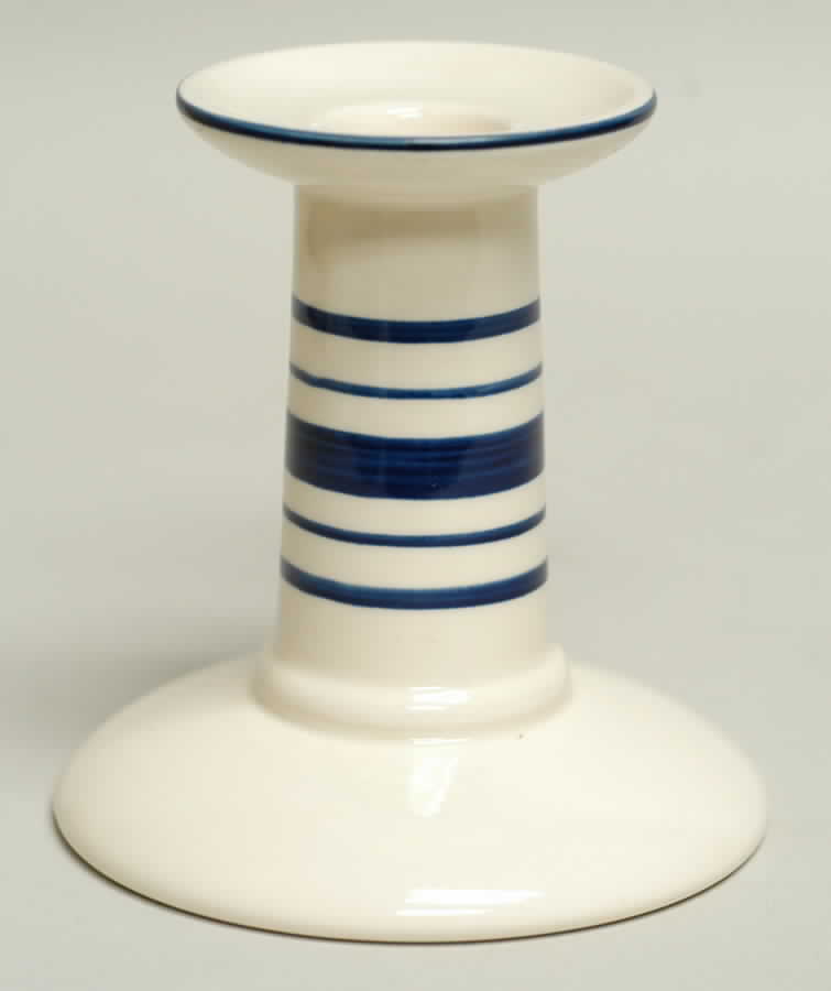 Farmstead Ticking Blue Single Light Candlestick by Ralph Lauren China-1