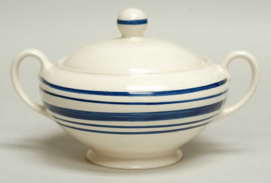 Farmstead Ticking Blue Sugar Bowl & Lid by Ralph Lauren China-1