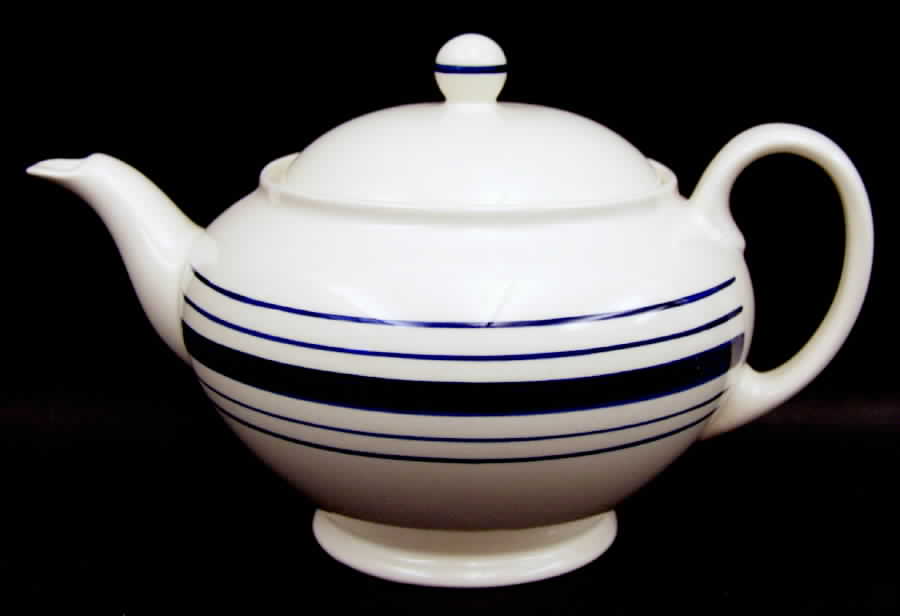 Farmstead Ticking Blue Teapot & Lid by Ralph Lauren China-1