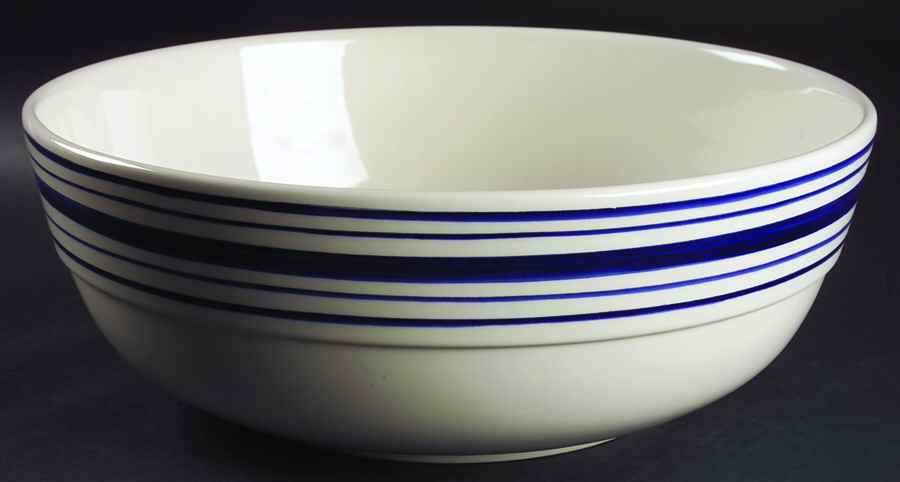 Farmstead Ticking Blue Large Fruit Bowl by Ralph Lauren China-1