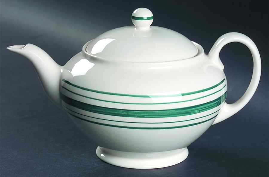 Farmstead Ticking Green Teapot & Lid by Ralph Lauren China-1