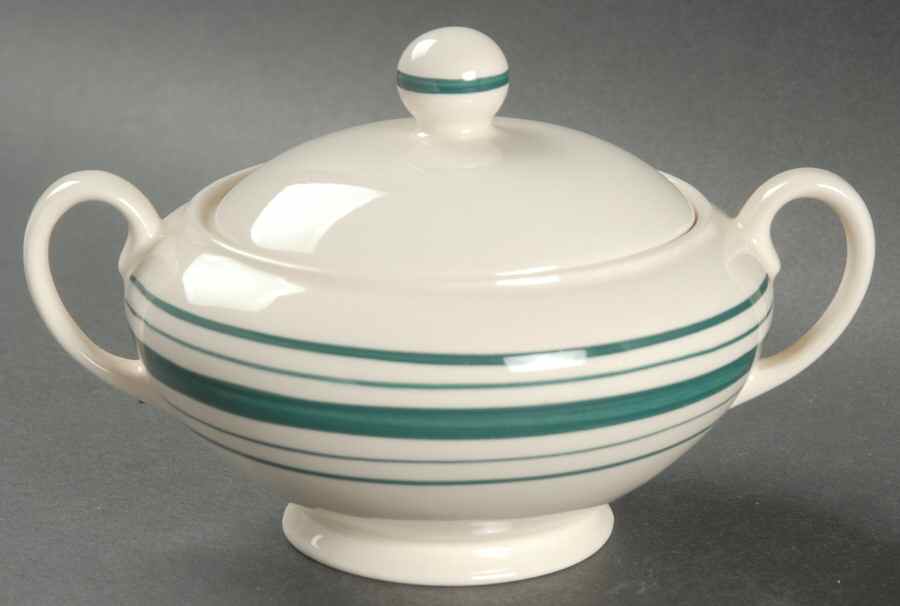 Farmstead Ticking Green Sugar Bowl & Lid by Ralph Lauren China-1