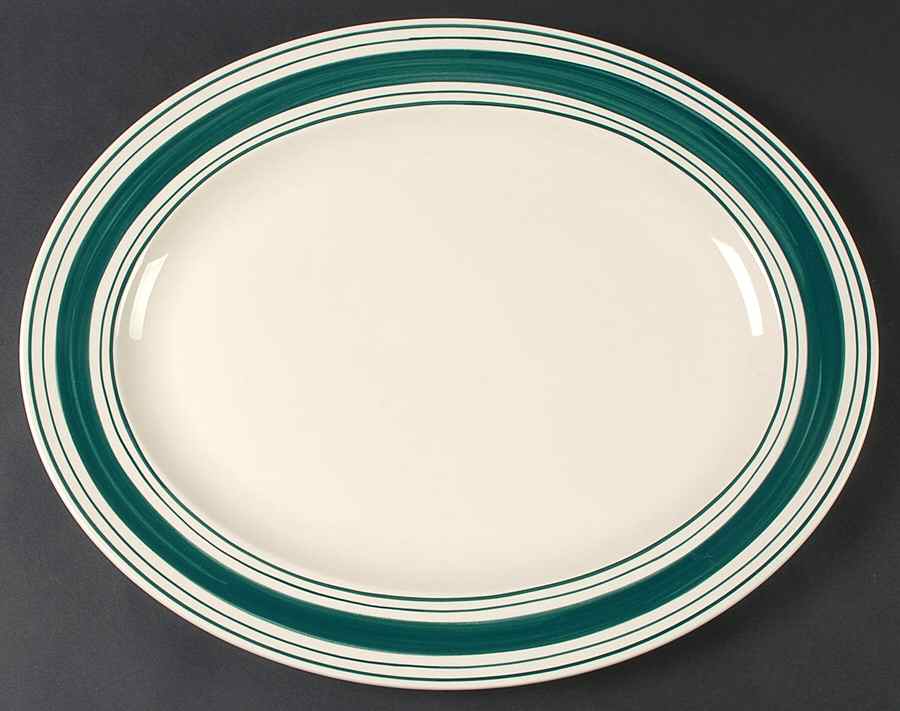 Farmstead Ticking Green 17" Oval Serving Platter by Ralph Lauren China-1