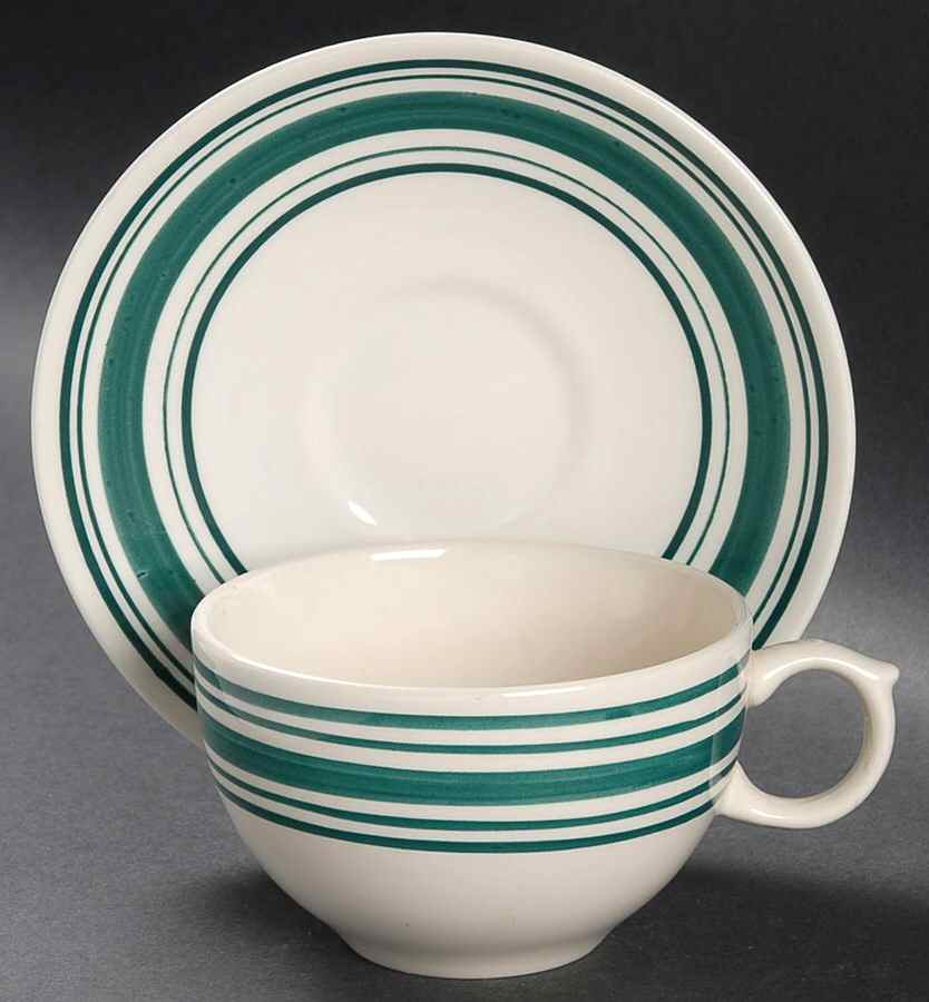 Farmstead Ticking Green Flat Cup & Saucer Set by Ralph Lauren China-1