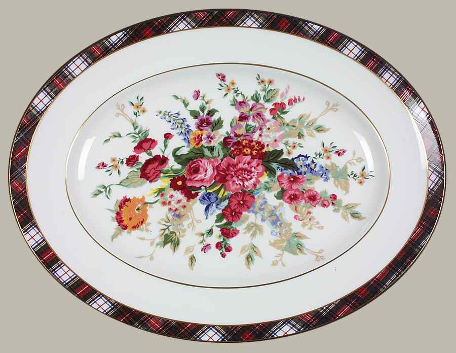 Hampton Floral 14" Oval Serving Platter by Ralph Lauren China-1