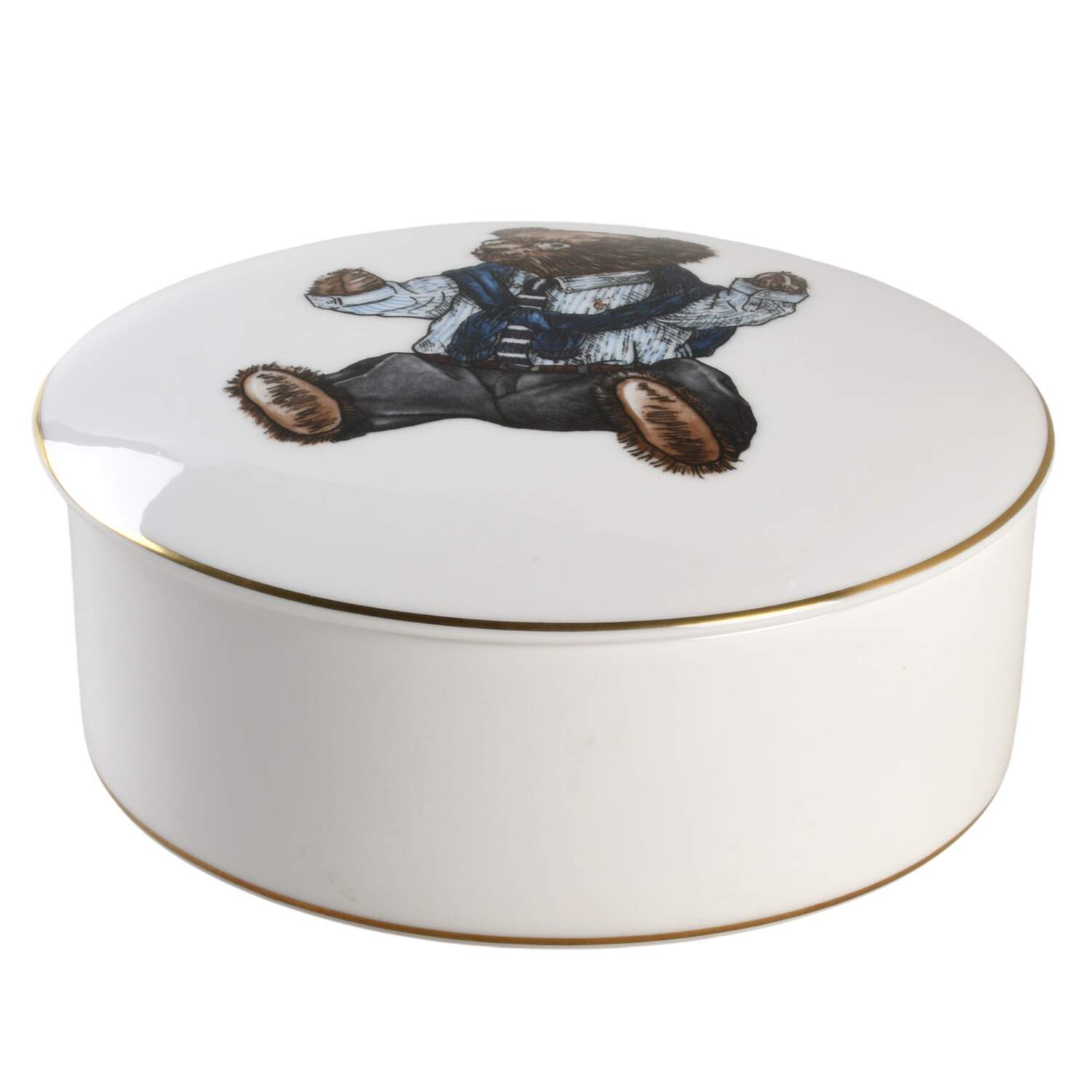 Polo Bear (Gold Trim, No Text on Front) Round Box & Lid by Ralph Lauren China-1
