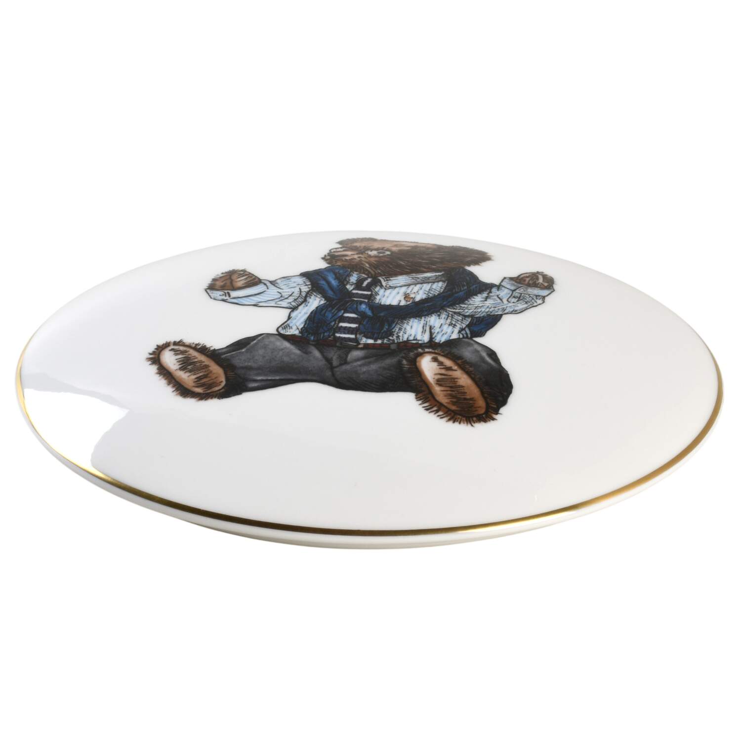 Polo Bear (Gold Trim, No Text on Front) Lid for Round Box by Ralph Lauren China-1