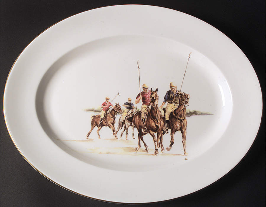 Polo Scene 17" Oval Serving Platter by Ralph Lauren China-1