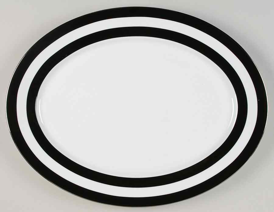 Spectator Black 16" Oval Serving Platter by Ralph Lauren China-1