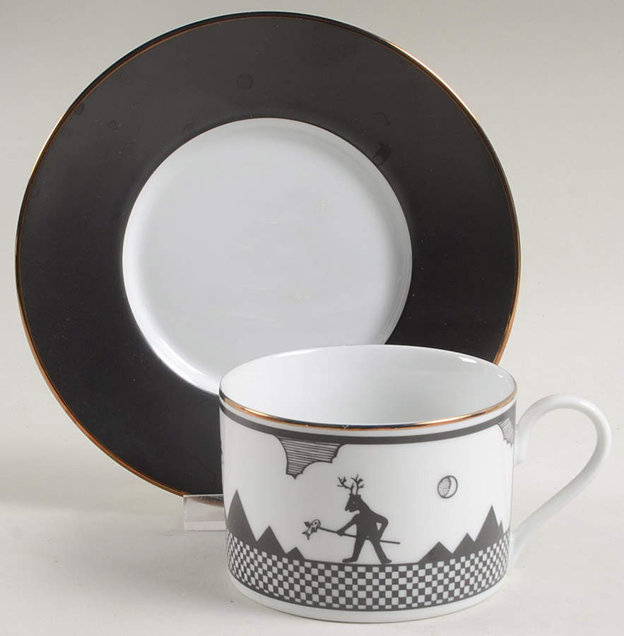Basketmaker III Flat Cup & Saucer Set by LS Collection-1