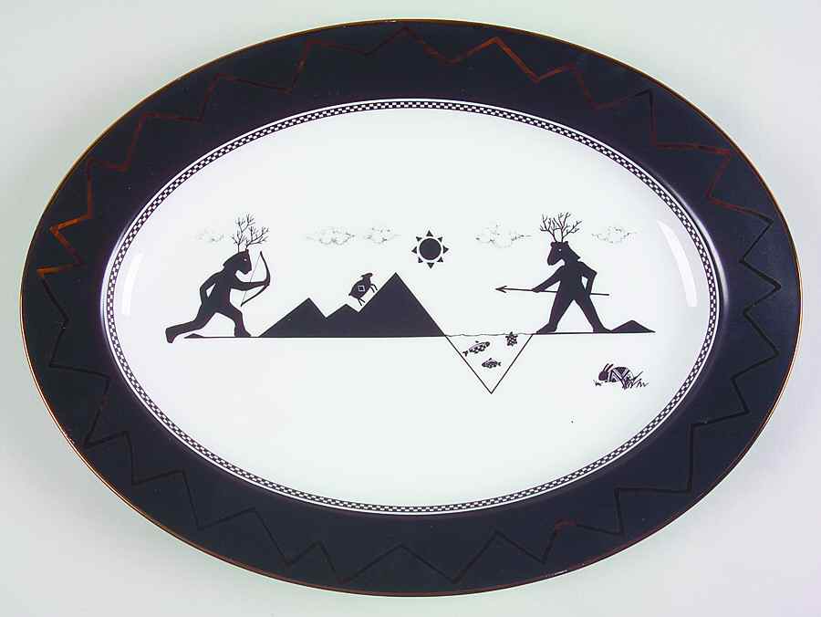 Basketmaker III 14" Oval Serving Platter by LS Collection-1