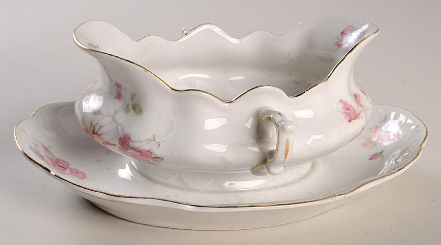 3214 (Scalloped) Gravy Boat with Attached Underplate by Lazarus Straus & Sons-1