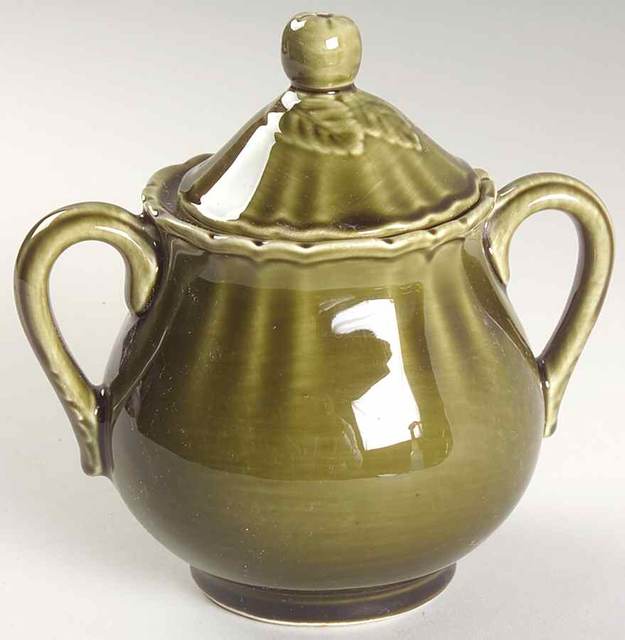 Louis XV Green Sugar Bowl & Lid by Luneville-1