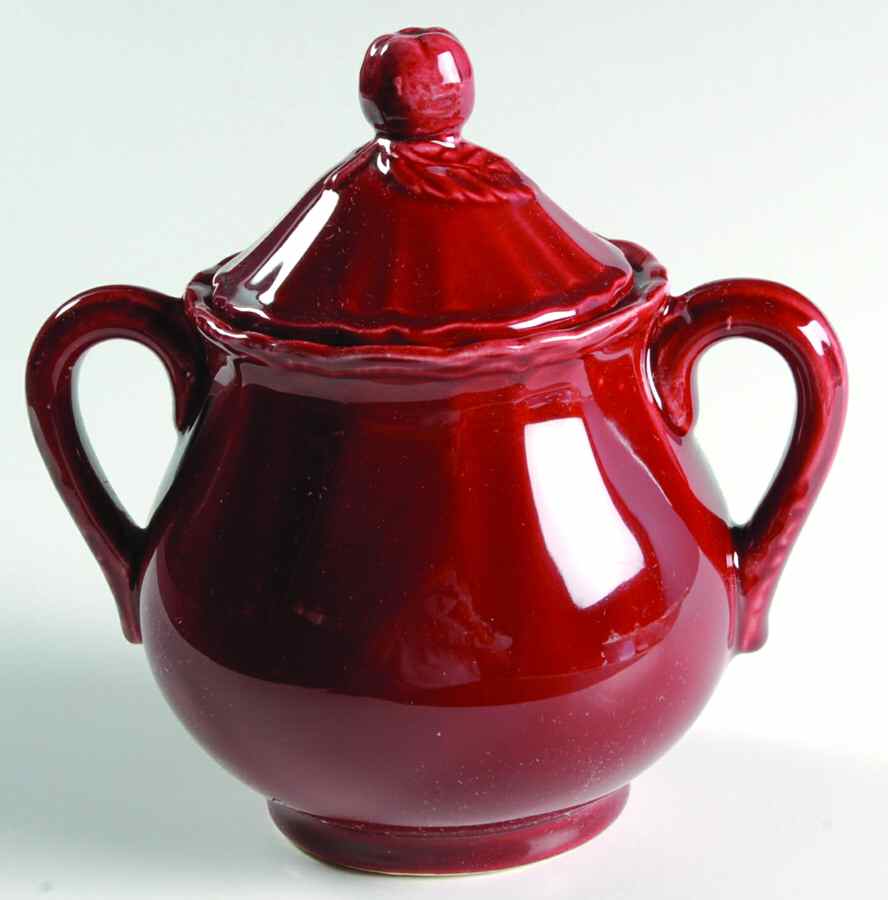 Louis XV Apple Red Sugar Bowl & Lid by Luneville-1