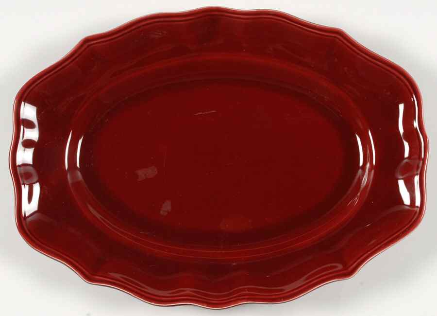 Louis XV Apple Red 14" Oval Serving Platter by Luneville-1