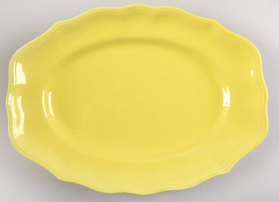 Louis XV Yellow 14" Oval Serving Platter by Luneville-1