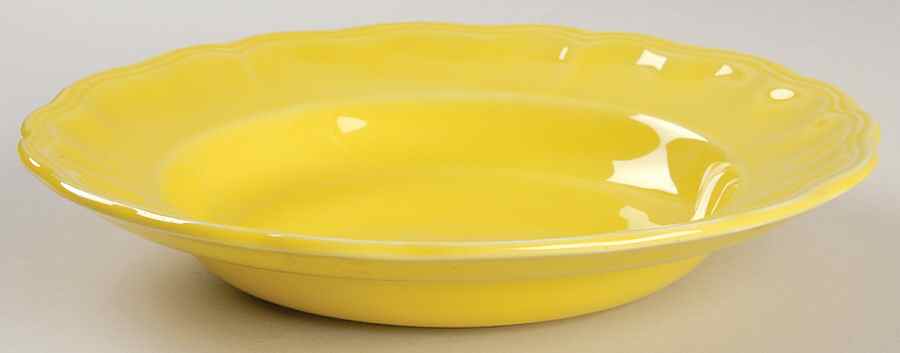 Louis XV Yellow Large Rim Soup Bowl by Luneville-1
