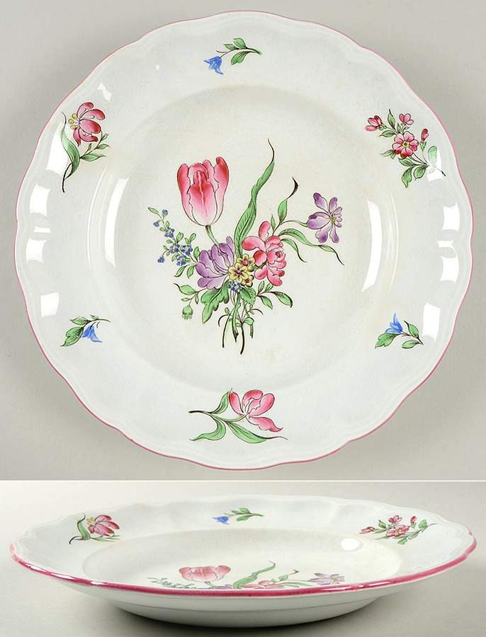 Old Strasbourg (Off White Background) Large Rim Soup Bowl by Luneville-1