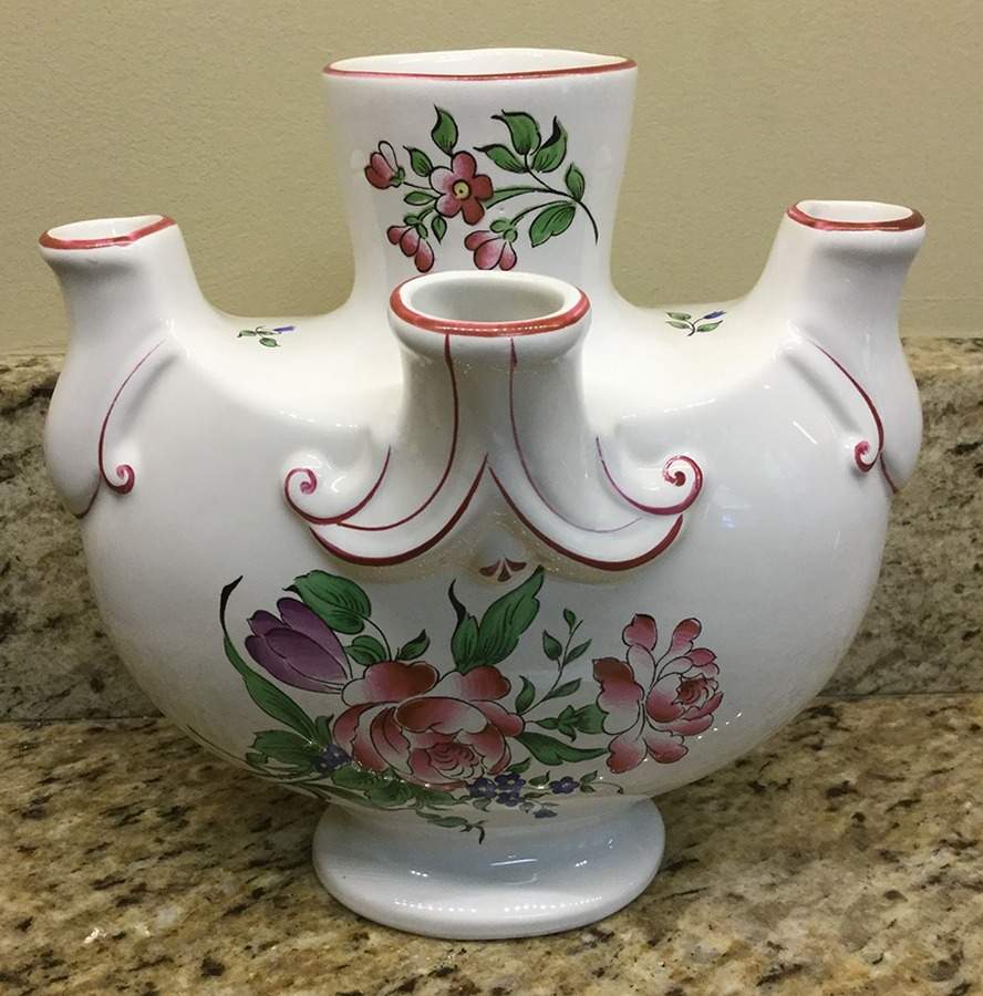 Old Strasbourg (Off White Background) 5 Flower Holder Vase by Luneville-1