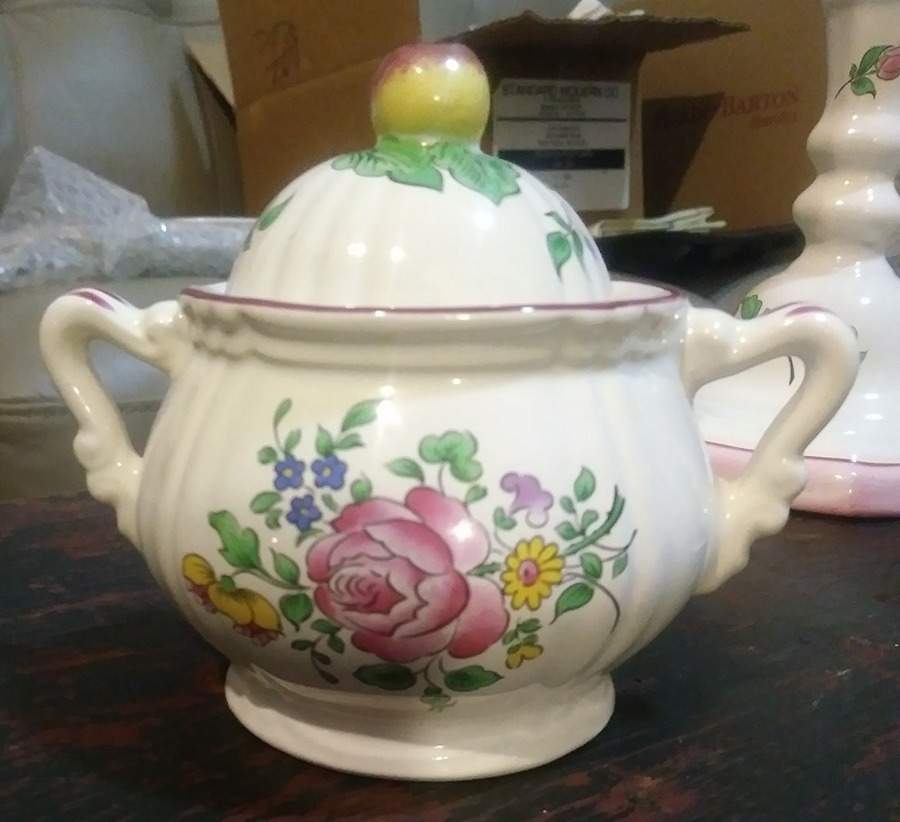 Old Strasbourg (Off White Background) Sugar Bowl & Lid by Luneville-1