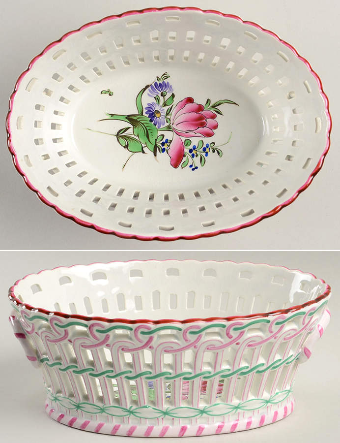 Old Strasbourg (Off White Background) 7" Oval Basket by Luneville-1