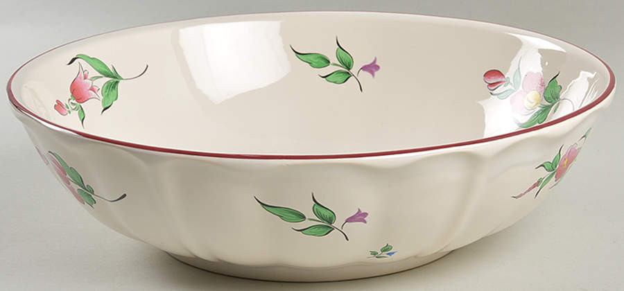 Old Strasbourg (Off White Background) 12" Large Salad Serving Bowl by Luneville-1