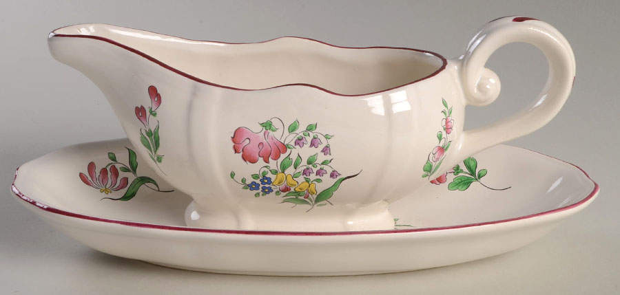 Old Strasbourg (Off White Background) Gravy Boat & Underplate by Luneville-1