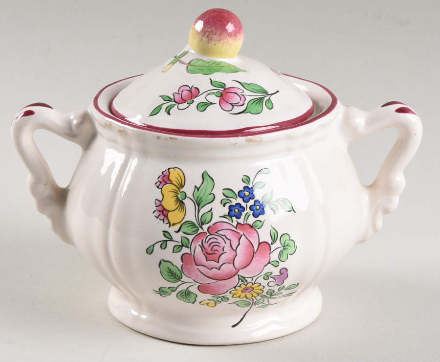 Old Strasbourg (Off White Background) Sugar Bowl & Lid by Luneville-1