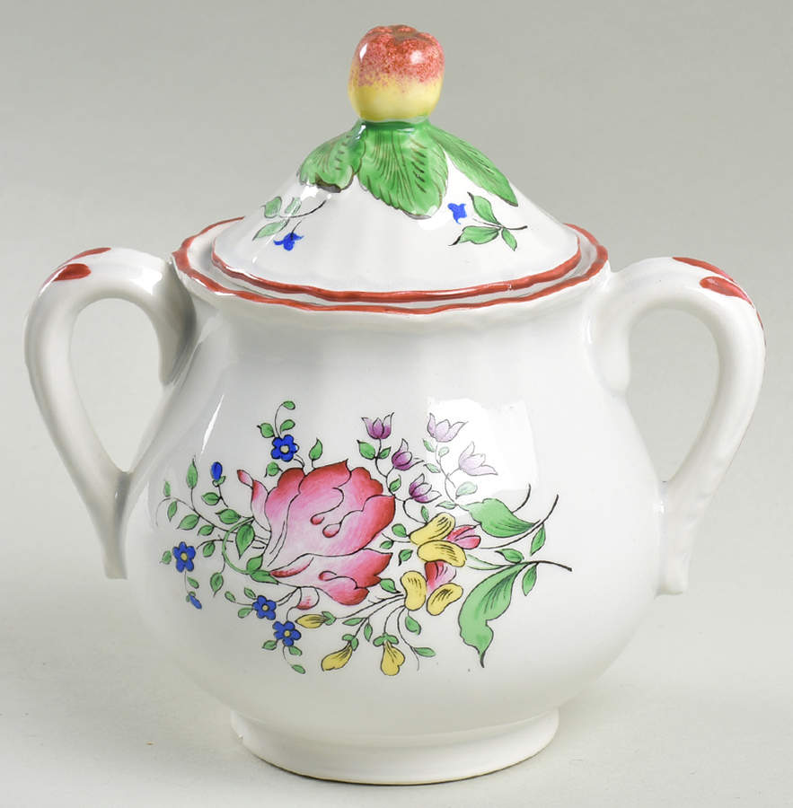 Old Strasbourg (Off White Background) Sugar Bowl & Lid by Luneville-1