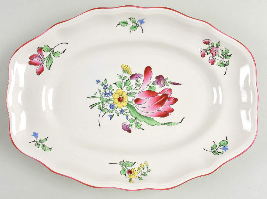 Old Strasbourg (Off White Background) 12" Oval Serving Platter by Luneville-1