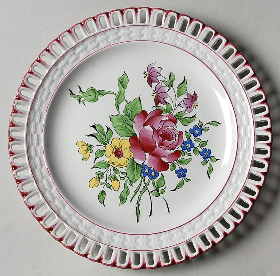 Old Strasbourg (Off White Background) Pierced Dessert/Pie Plate by Luneville-1
