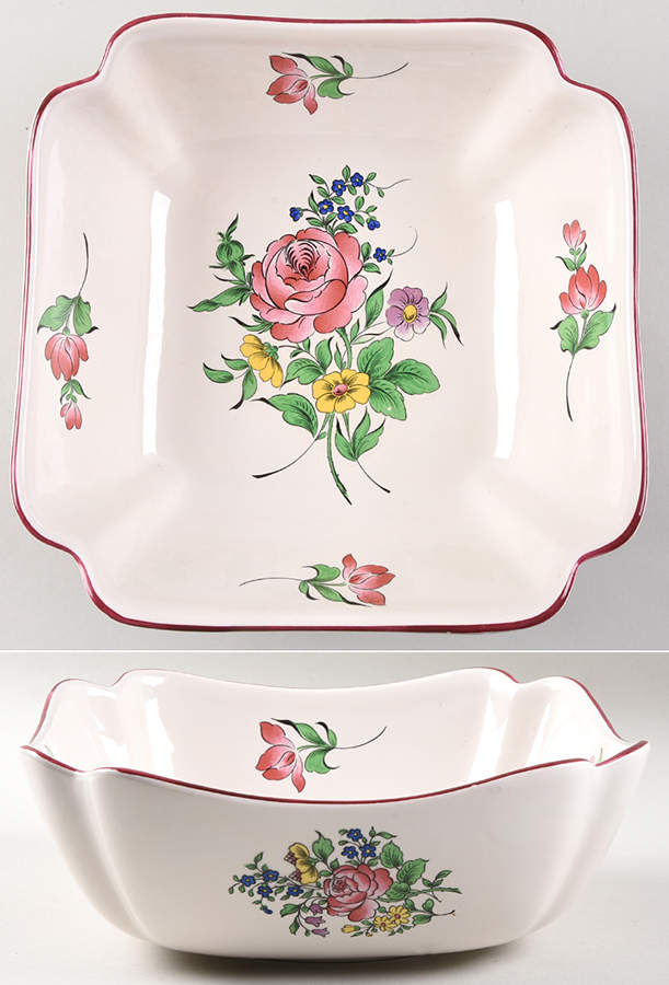 Old Strasbourg (Off White Background) 9" Square Vegetable Bowl by Luneville-1