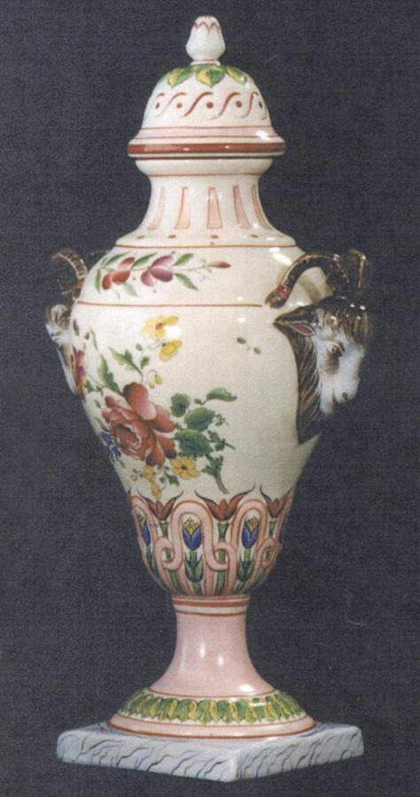 Old Strasbourg (Off White Background) Large Urn with Lid by Luneville-1
