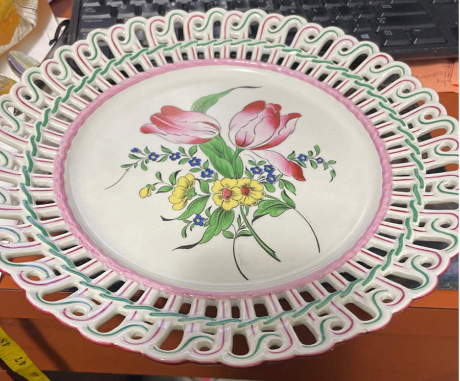 Old Strasbourg (Off White Background) Pierced Edge Dinner Plate by Luneville-1