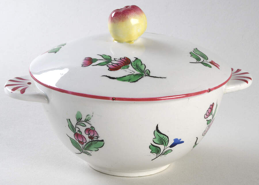 Old Strasbourg (Off White Background) Covered Soup Bowl by Luneville-1