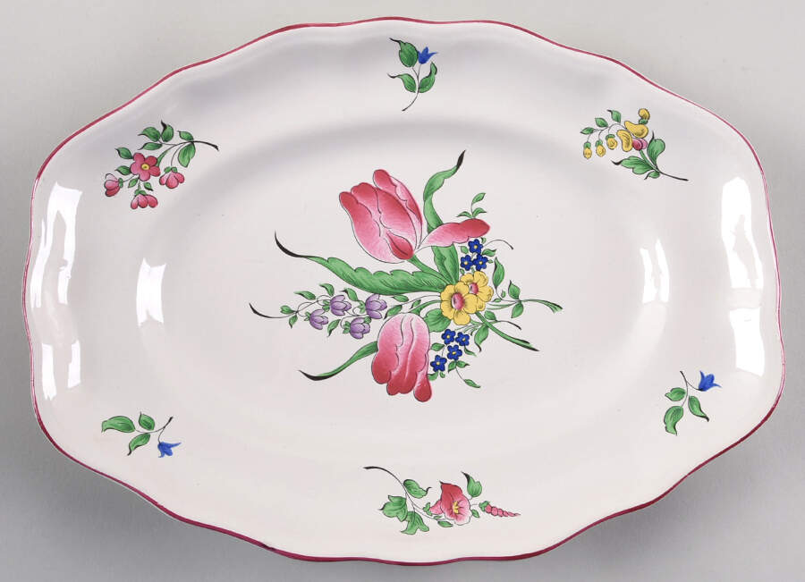 Old Strasbourg (Off White Background) 12" Oval Serving Platter by Luneville-1
