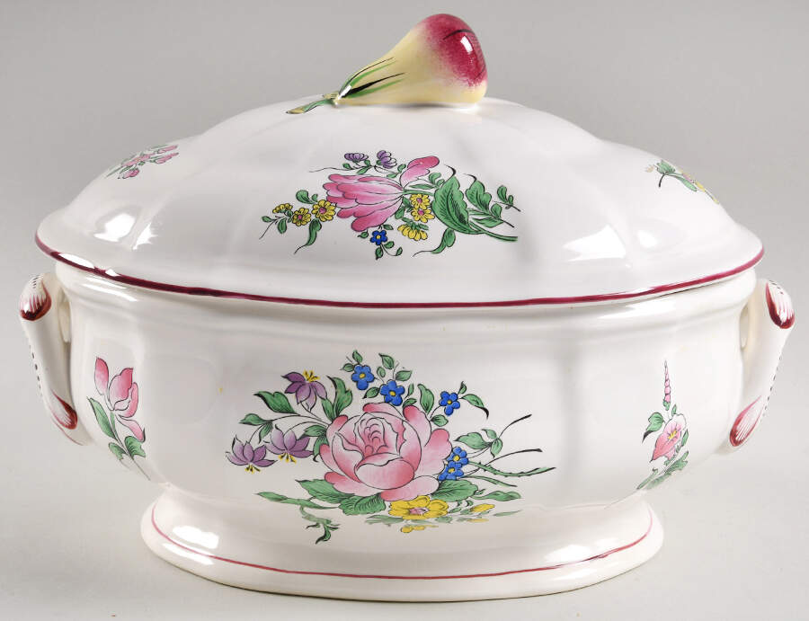 Old Strasbourg (Off White Background) Oval Tureen & Lid by Luneville-1