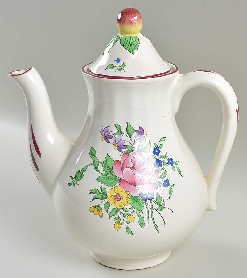 Old Strasbourg (Off White Background) Coffee Pot & Lid by Luneville-1