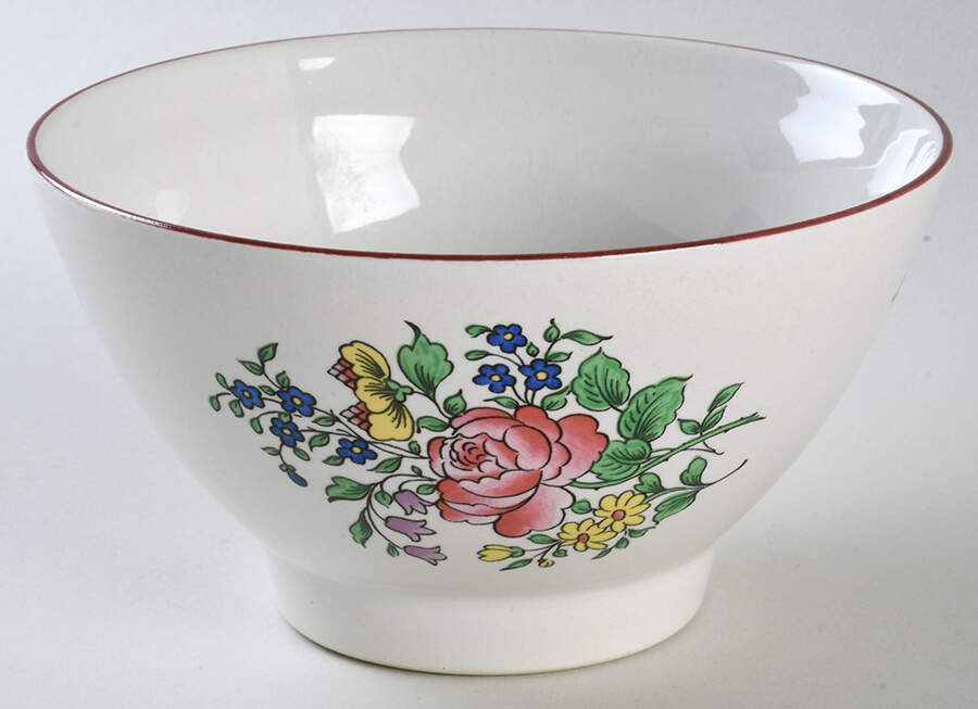 Old Strasbourg (Off White Background) Cranberry Bowl by Luneville-1